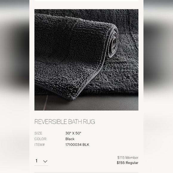 NWT Restoration Hardware reversible cotton rug Charcoal 30 50 bath bed - Picture 6 of 6